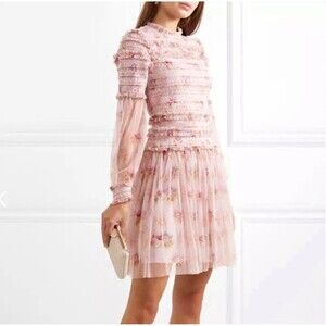 Needle & Thread Think of Me Sequin Ruffle High Neck Long Sleeve Midi Dres